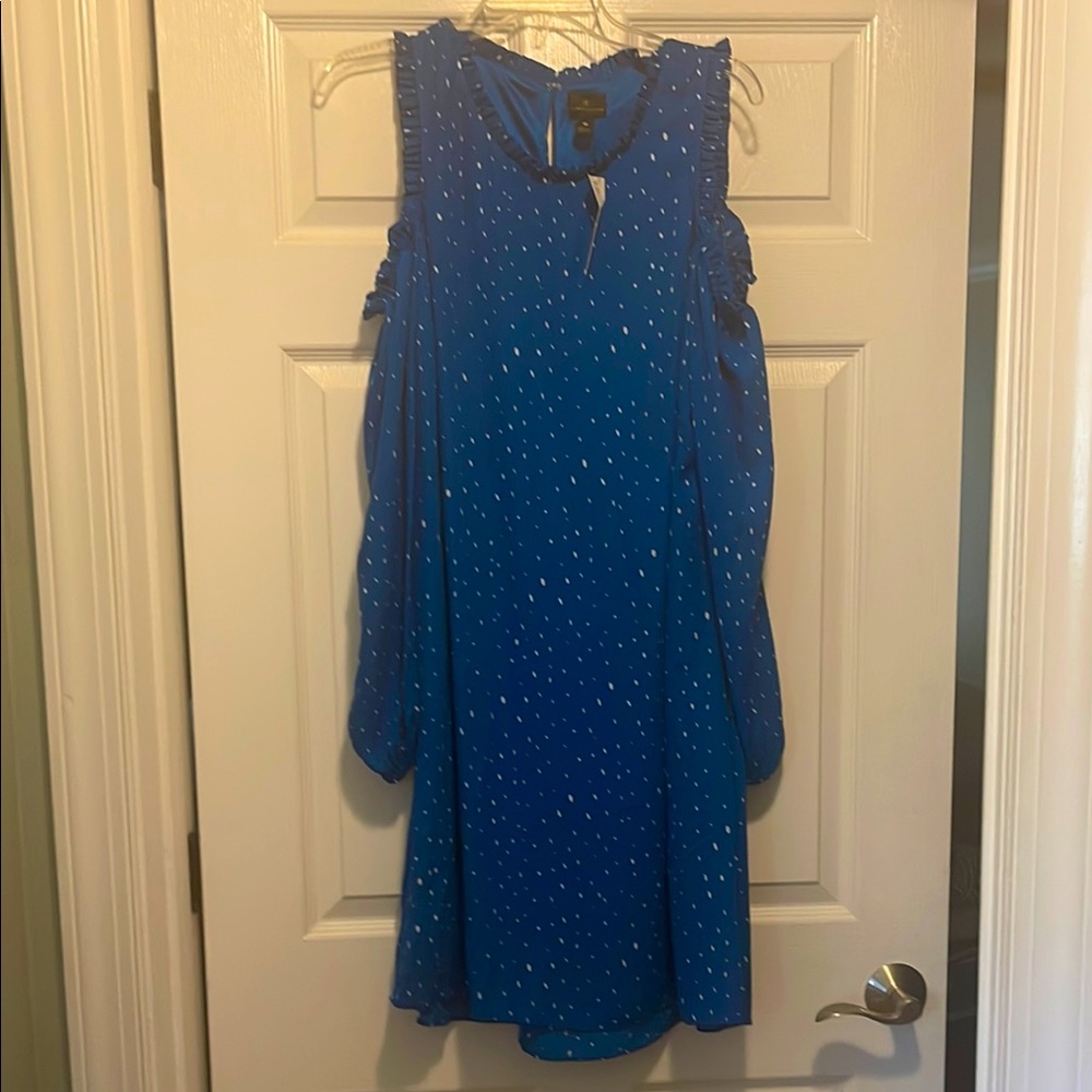Worthington Teal Dress with White Dots
